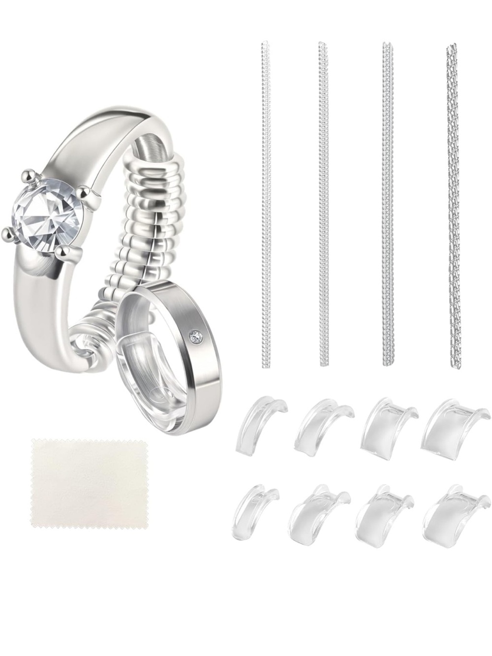 Amazon Ring Size Adjuster for Loose Rings 12 Pack (12 Sizes + Polishing Cloth)